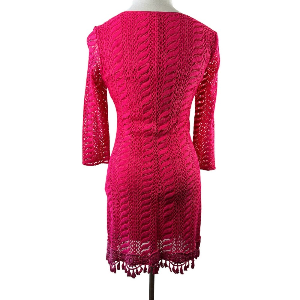 Lilly Pulitzer Seminole Knit Lace Tunic Dress in Pomegranate Hot Pink Medium - Picture 10 of 12